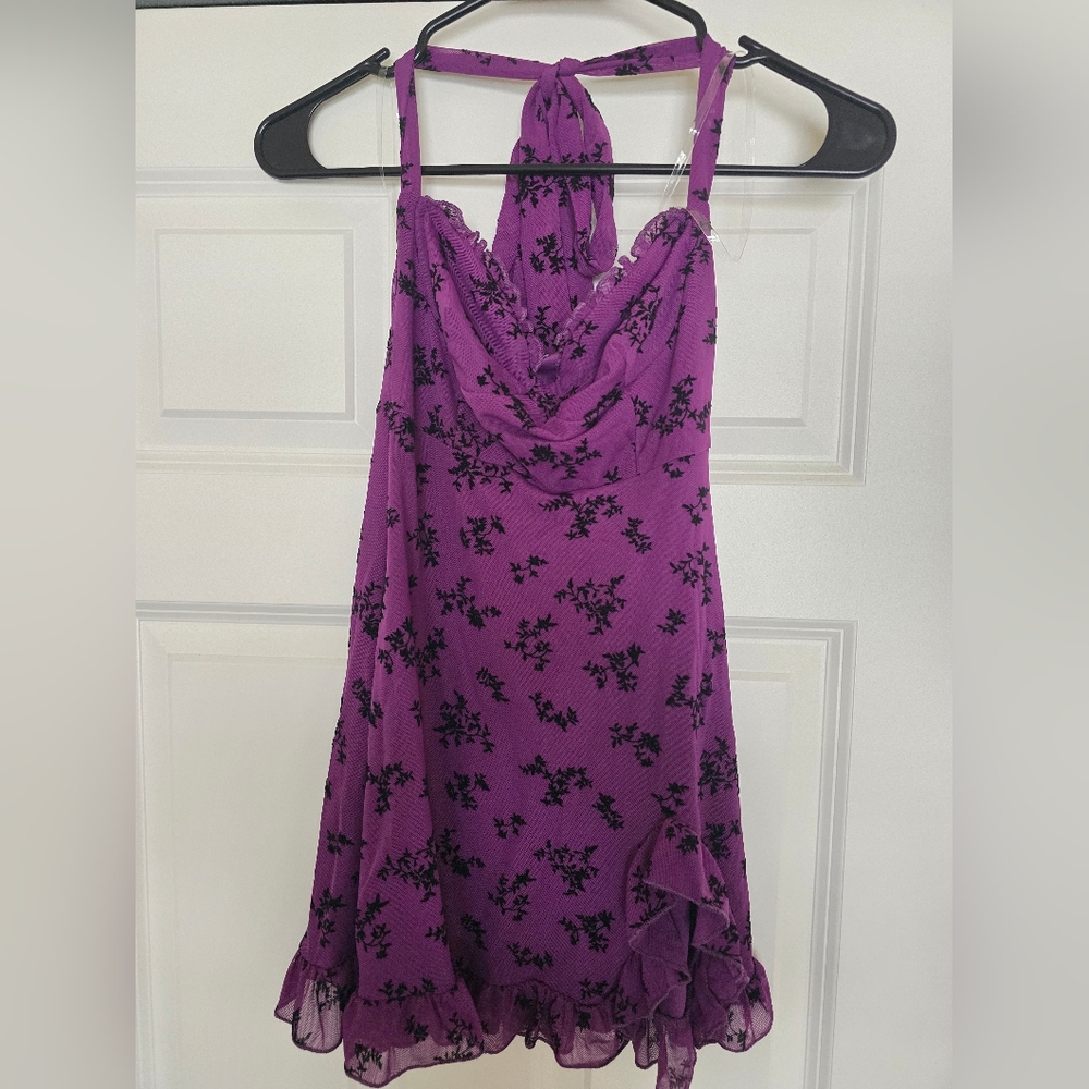 NWT Flocked Mini Dress - Violet